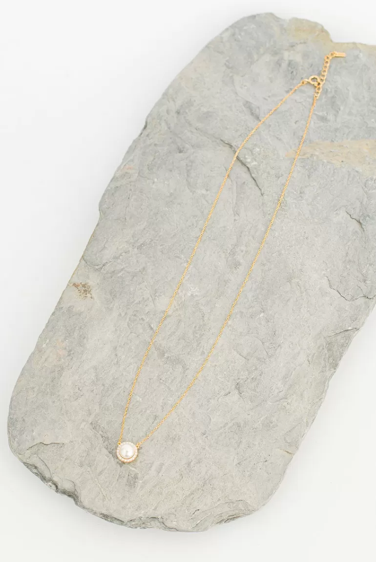 Women Olive Clothing Nelliana Pearl Necklace, 14K Gold Plated
