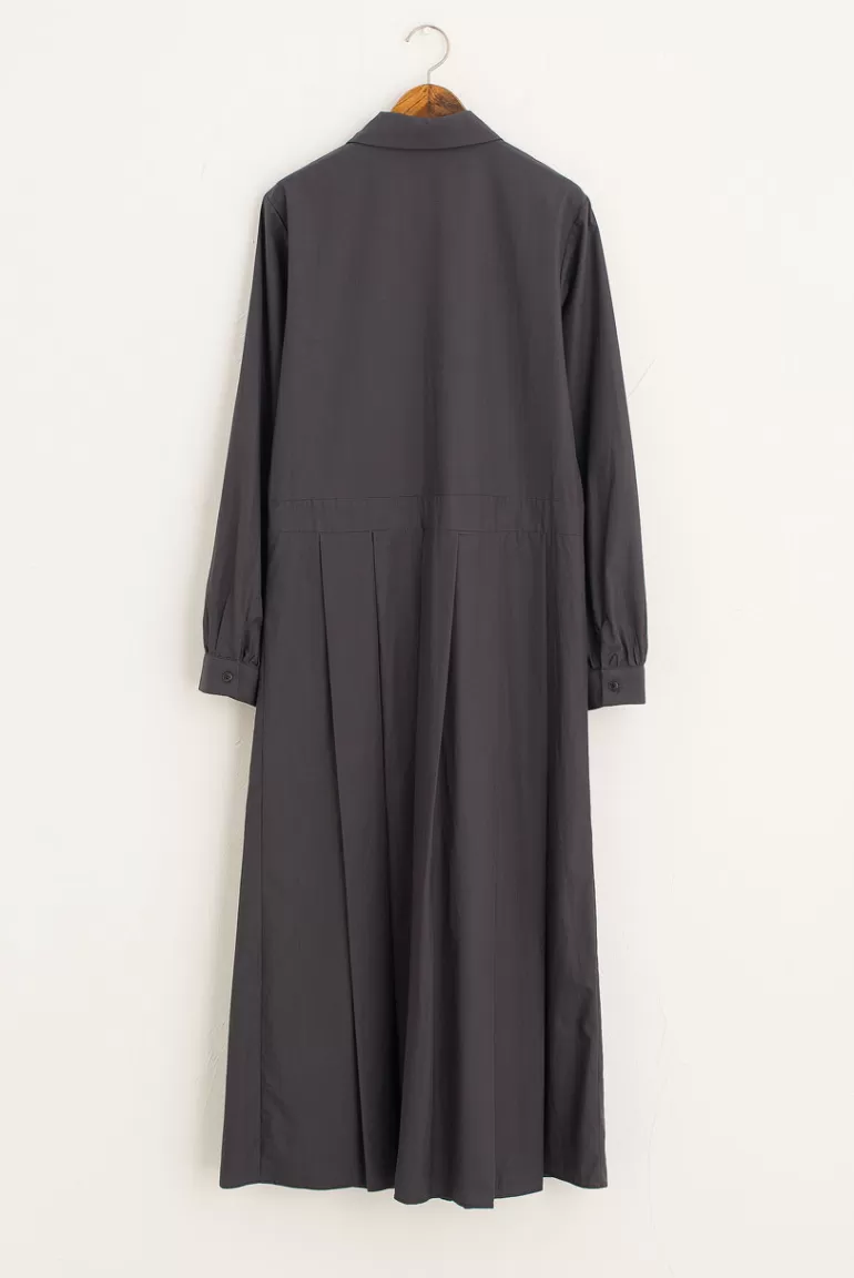 Women Olive Clothing Niko Pintuck Shirt Dress, Charcoal