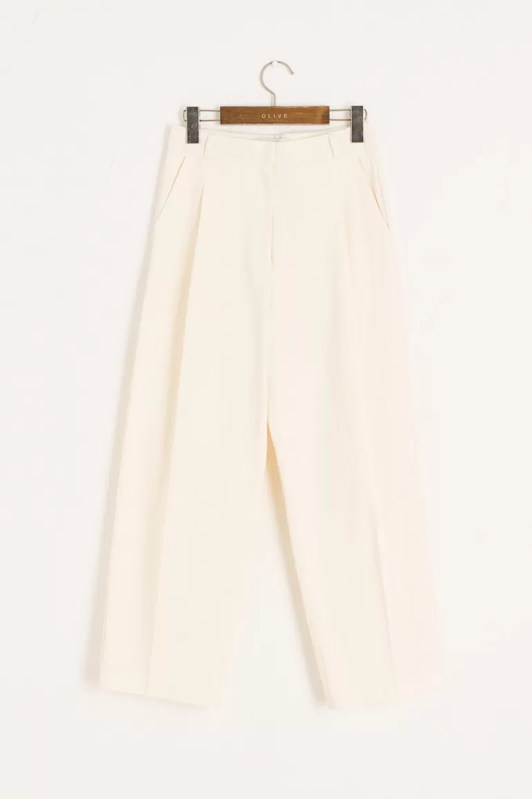 Women Olive Clothing Nina Cotton Slacks, Ivory