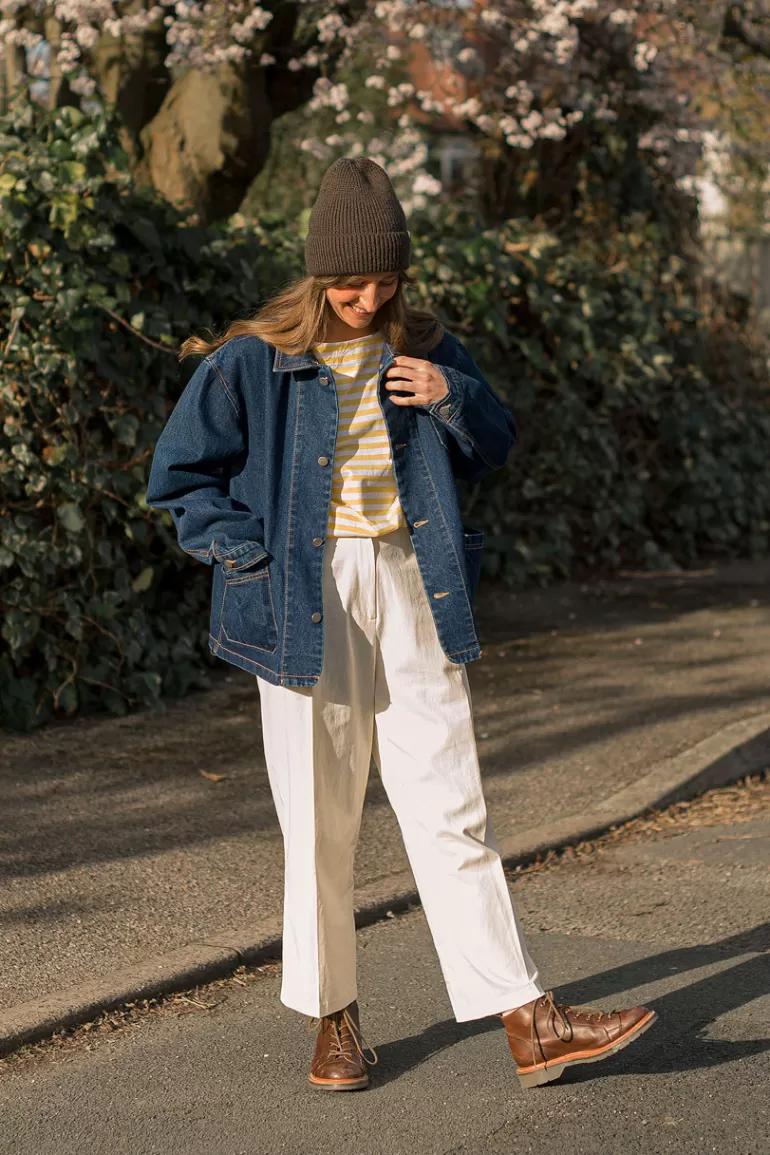 Women Olive Clothing Nina Cotton Slacks, Ivory