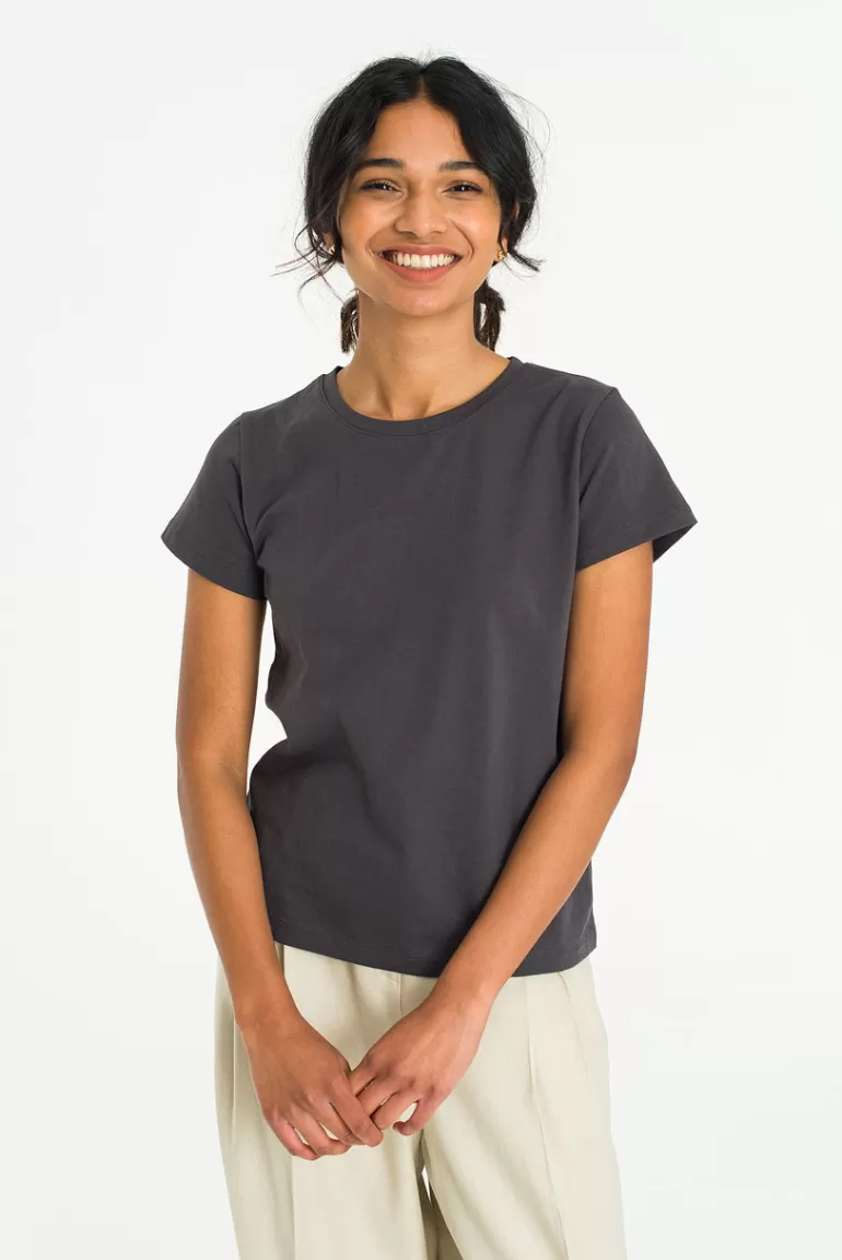 Women Olive Clothing Noa Crop Tee, Charcoal