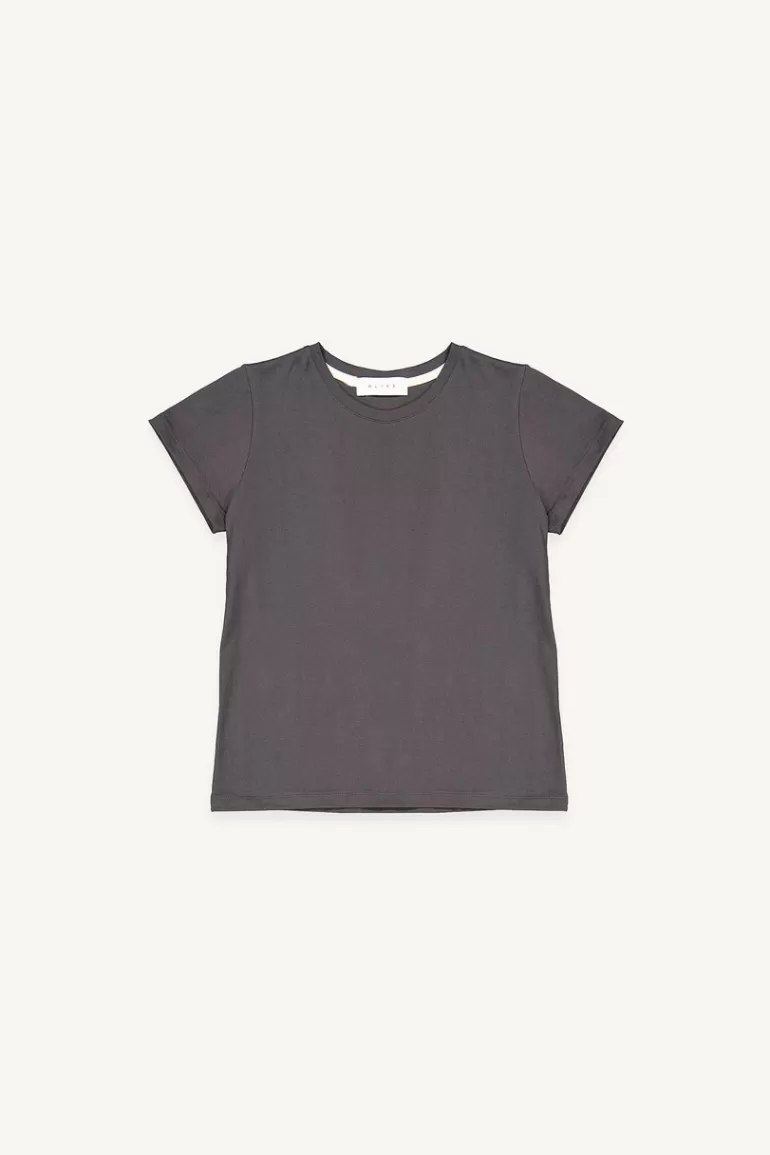 Women Olive Clothing Noa Crop Tee, Charcoal