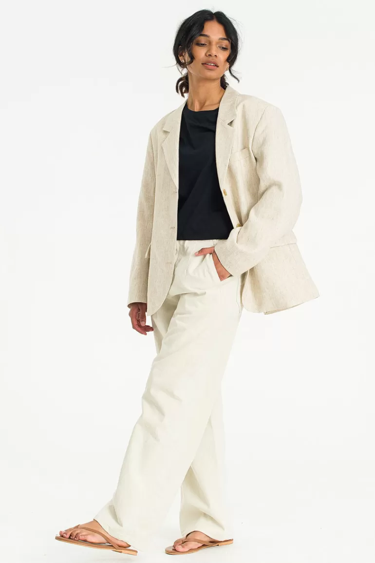 Women Olive Clothing Noa Linen Jacket, Beige