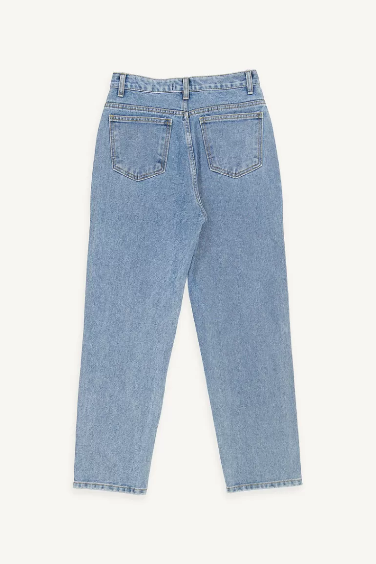 Women Olive Clothing Noa Straight Mid Blue Jean, Mid Blue