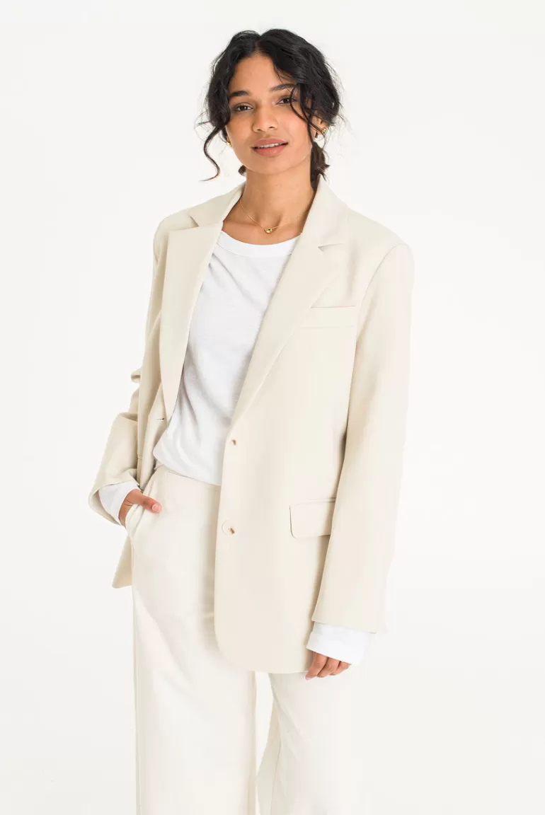 Women Olive Clothing Nori Buttoned Jacket, Ivory