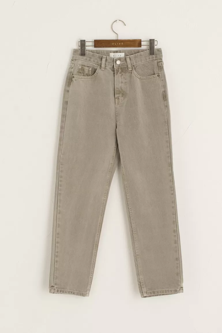Women Olive Clothing Norma Straight Jean, Beige