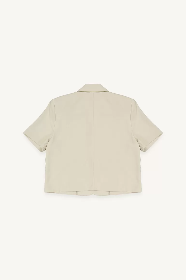 Women Olive Clothing Obi Cropped Jacket, Beige