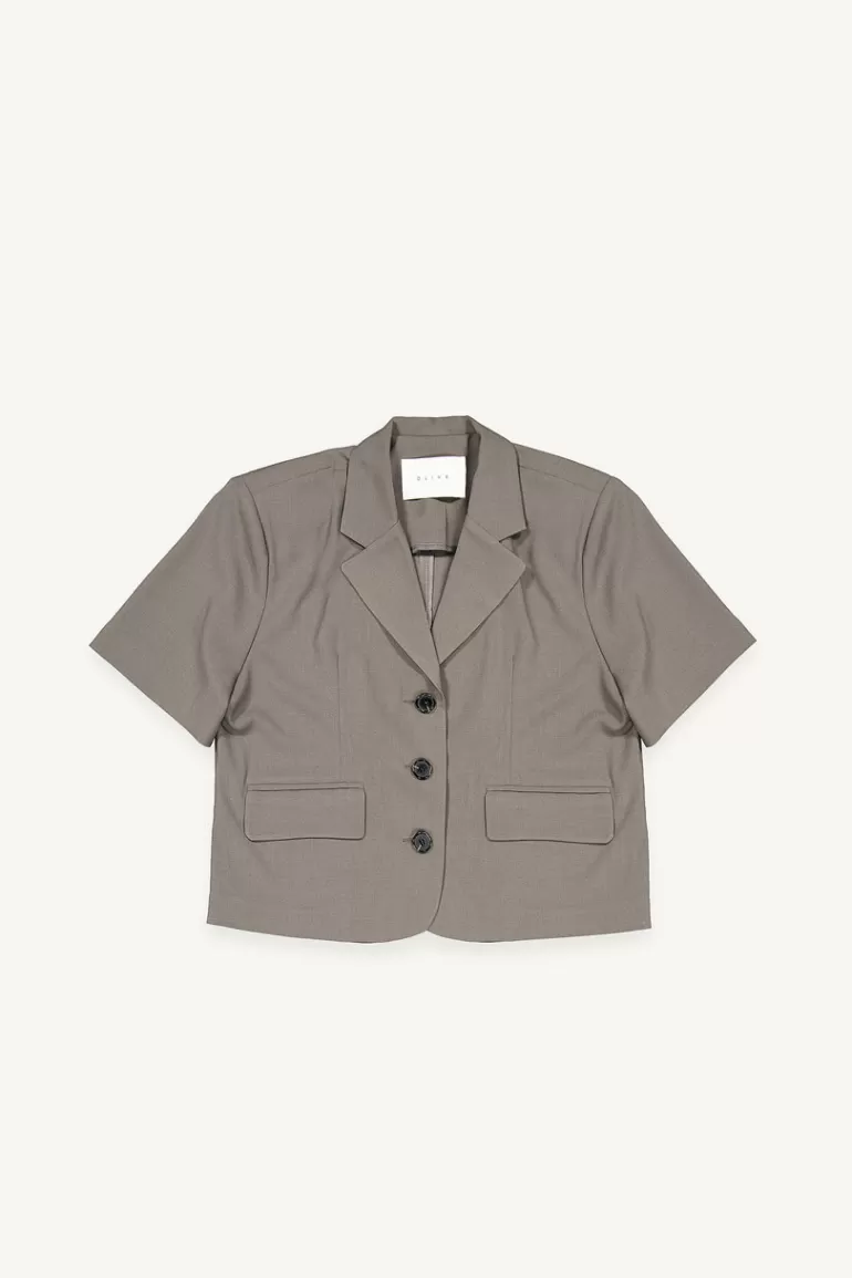 Women Olive Clothing Obi Cropped Jacket, Charcoal