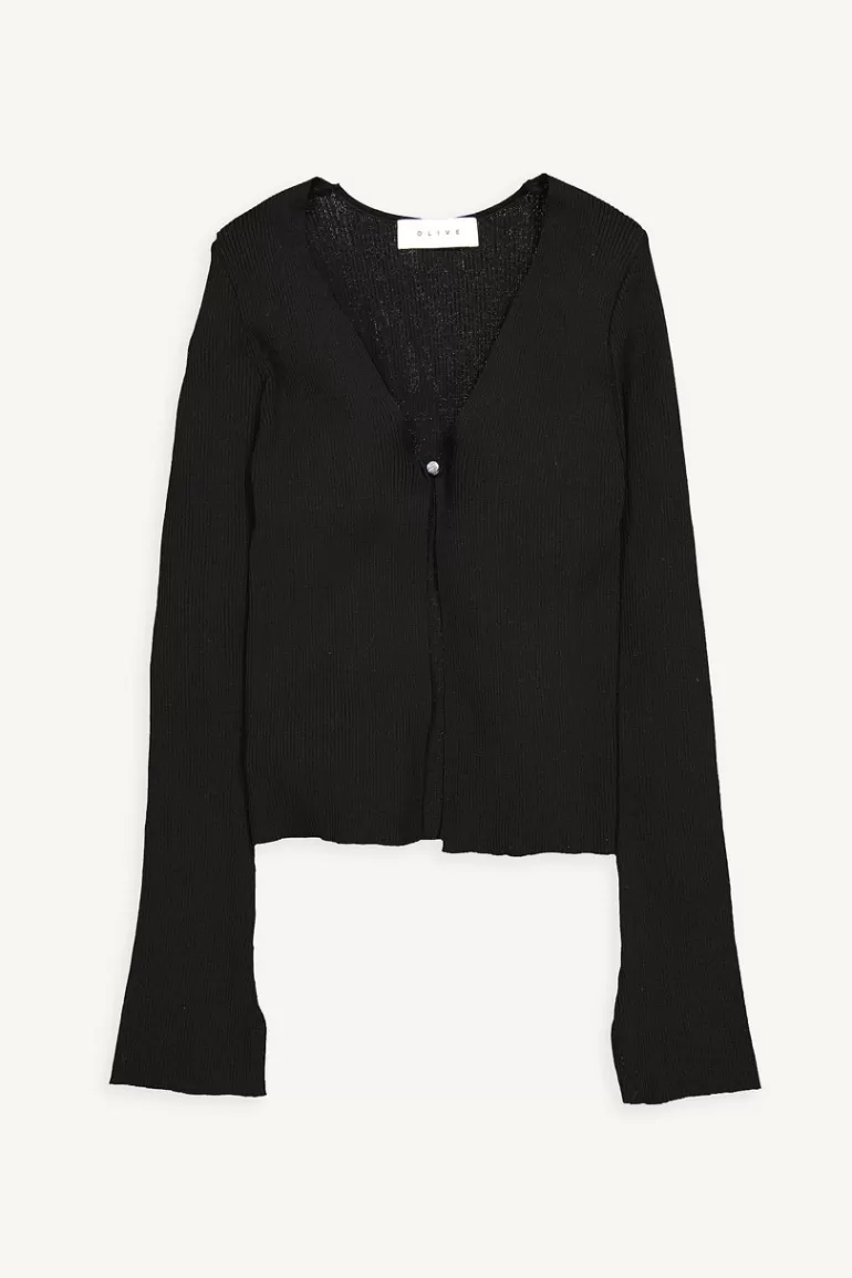 Women Olive Clothing One Button Open Cardigan, Black