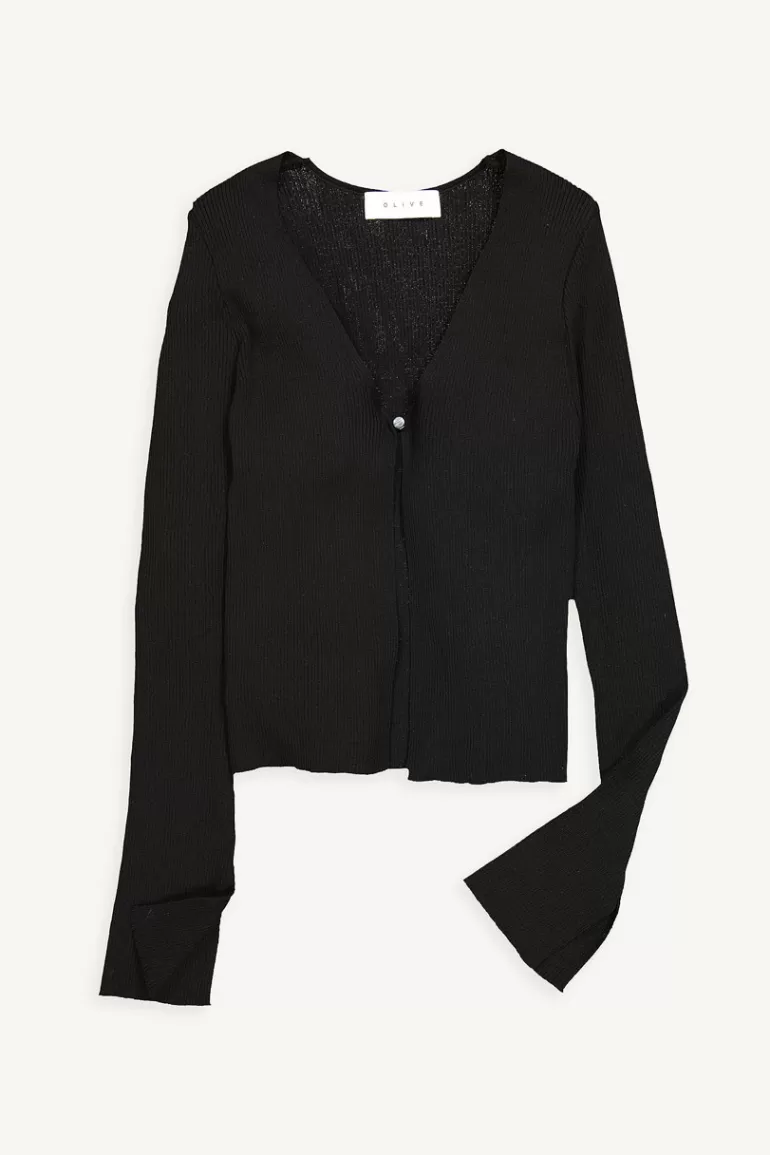 Women Olive Clothing One Button Open Cardigan, Black