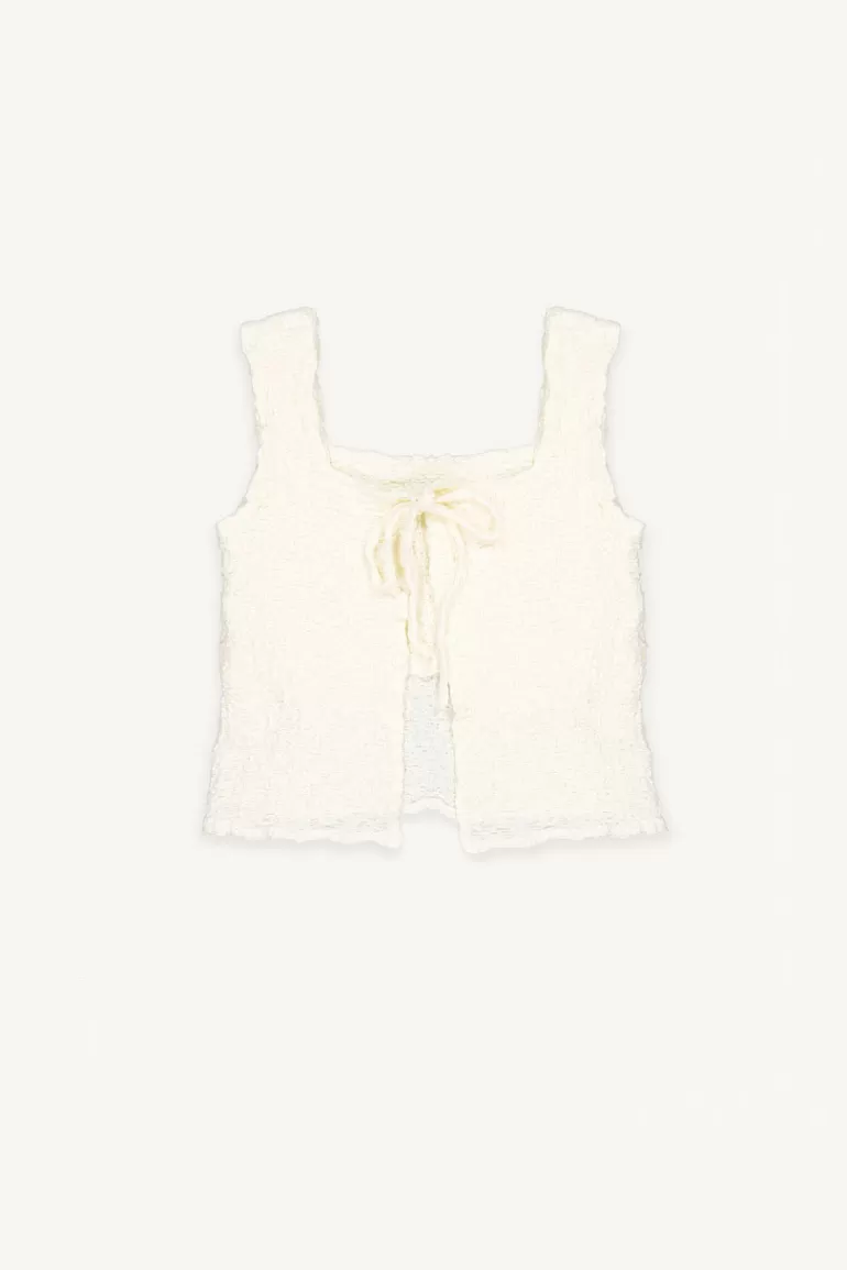 Women Olive Clothing Open Crop Vest, Cream