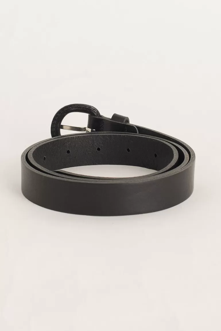 Women Olive Clothing Oval Ring Belt, Black
