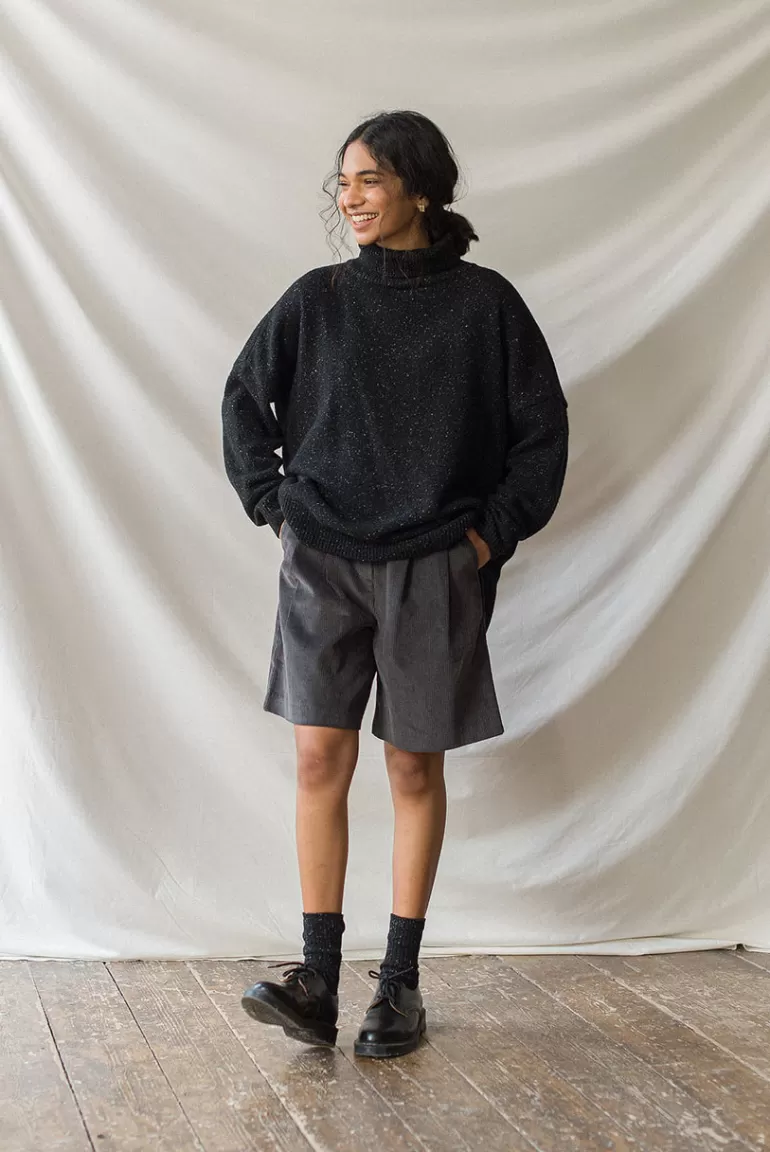 Women Olive Clothing Oversize Boucle Roll Neck Jumper, Black