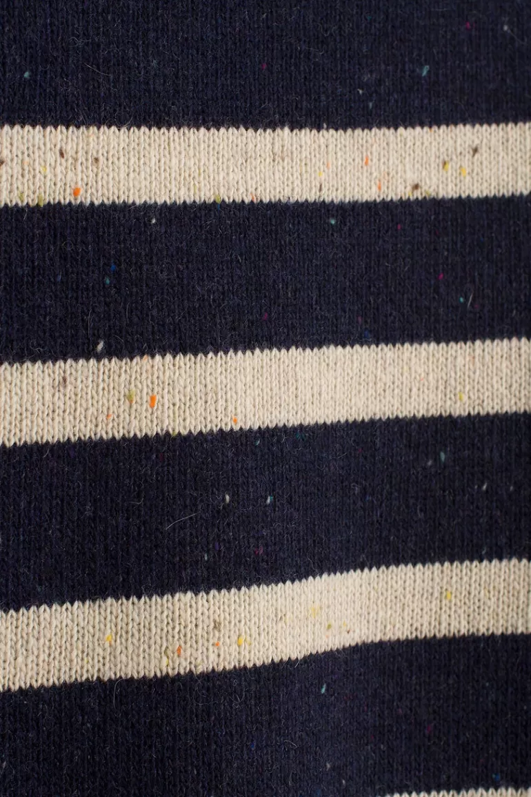 Women Olive Clothing Oversize Stripe Boucle Roll Neck Jumper, Navy/Ivory