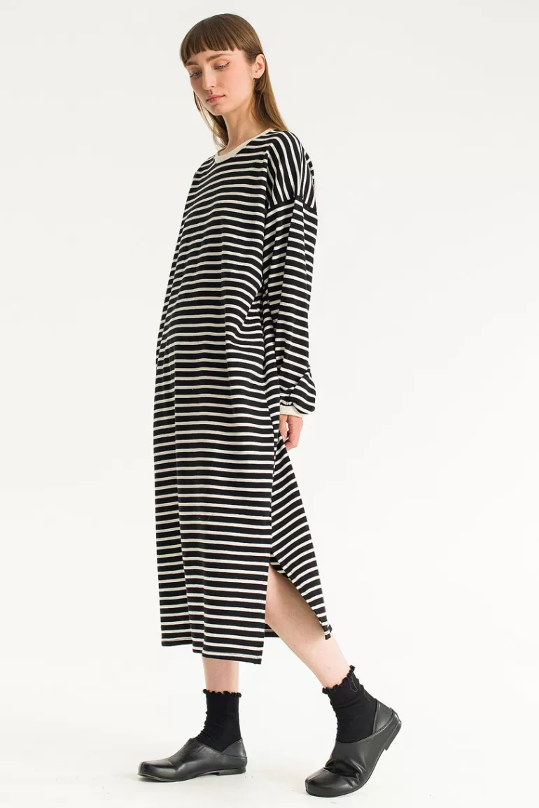 Women Olive Clothing Oversized Stripe Maxi Dress, Black