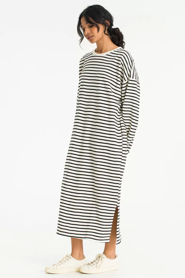 Women Olive Clothing Oversized Stripe Maxi Dress, Ivory