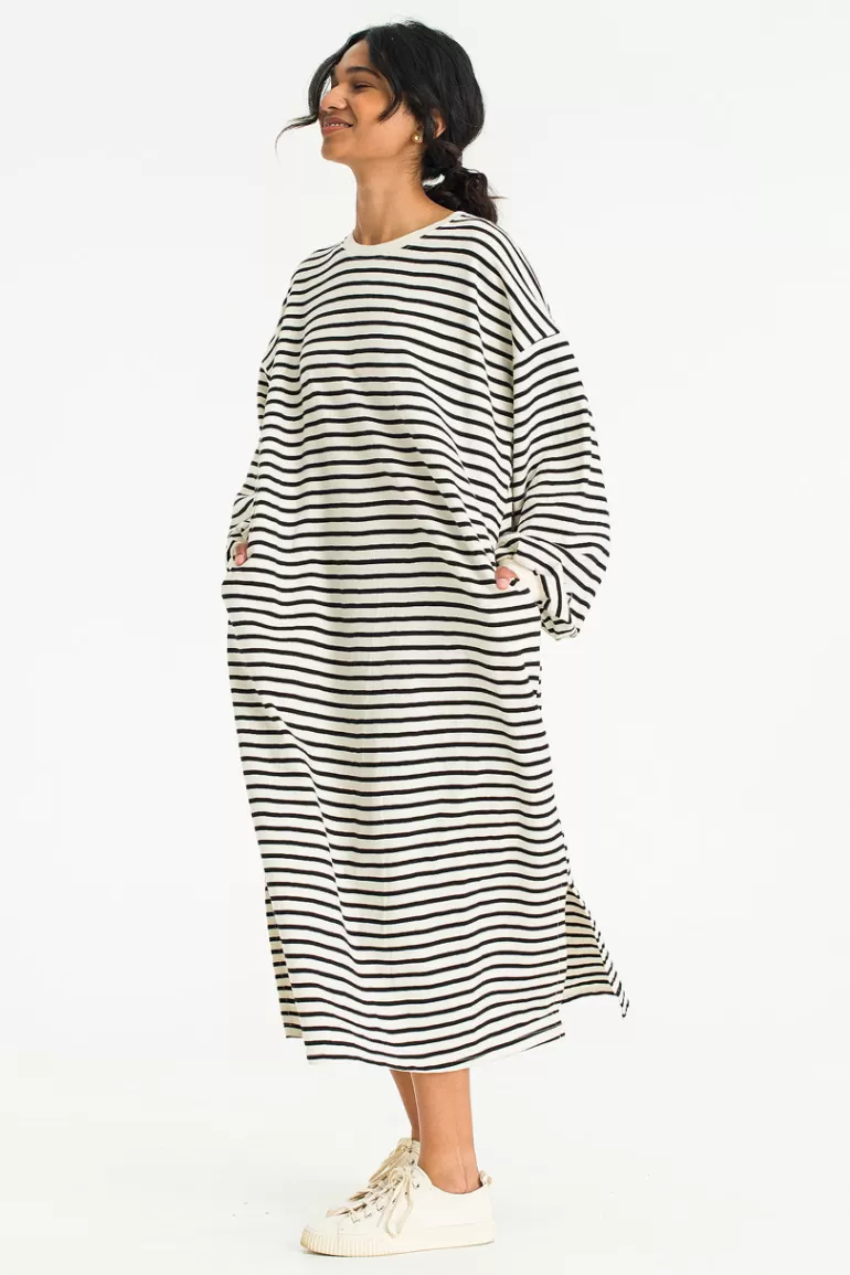 Women Olive Clothing Oversized Stripe Maxi Dress, Ivory