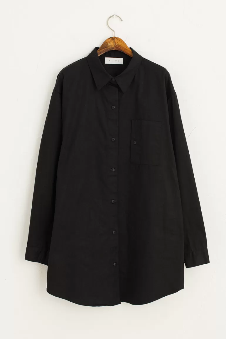 Women Olive Clothing Oxford Mini Shirt Dress, Black