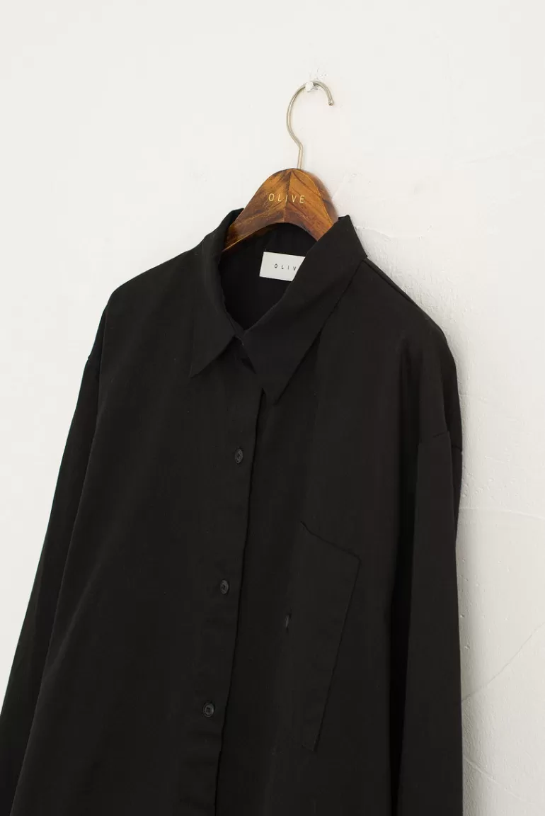 Women Olive Clothing Oxford Mini Shirt Dress, Black