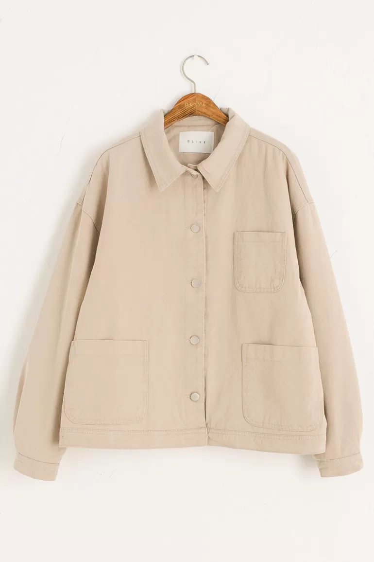 Women Olive Clothing Padded Winter Cotton Jacket, Beige