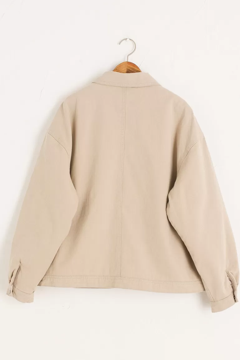 Women Olive Clothing Padded Winter Cotton Jacket, Beige