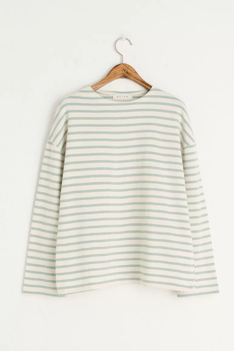 Women Olive Clothing Pastel Stripe Tee, Mint
