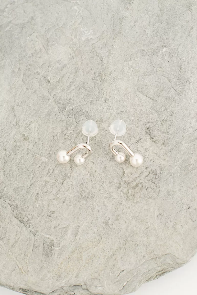 Women Olive Clothing Pearl Clouds End Studs, Sterling Silver