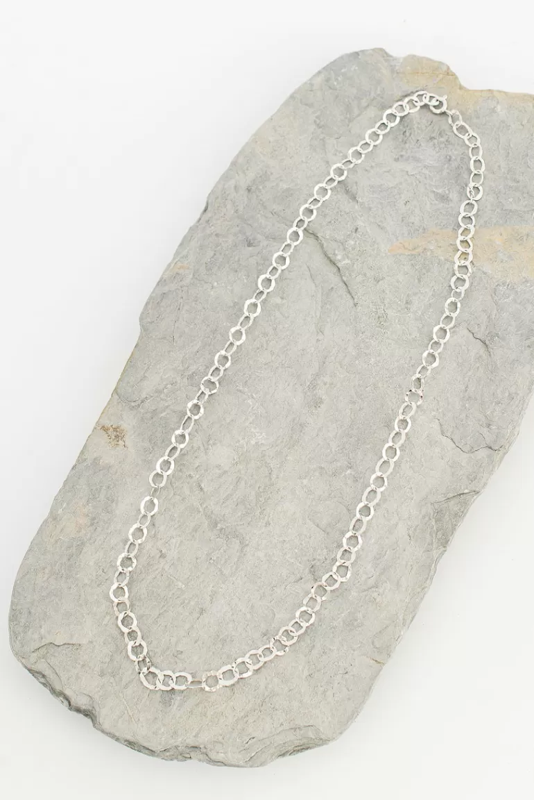 Women Olive Clothing Pebble Cut Chain Necklace, Sterling Silver