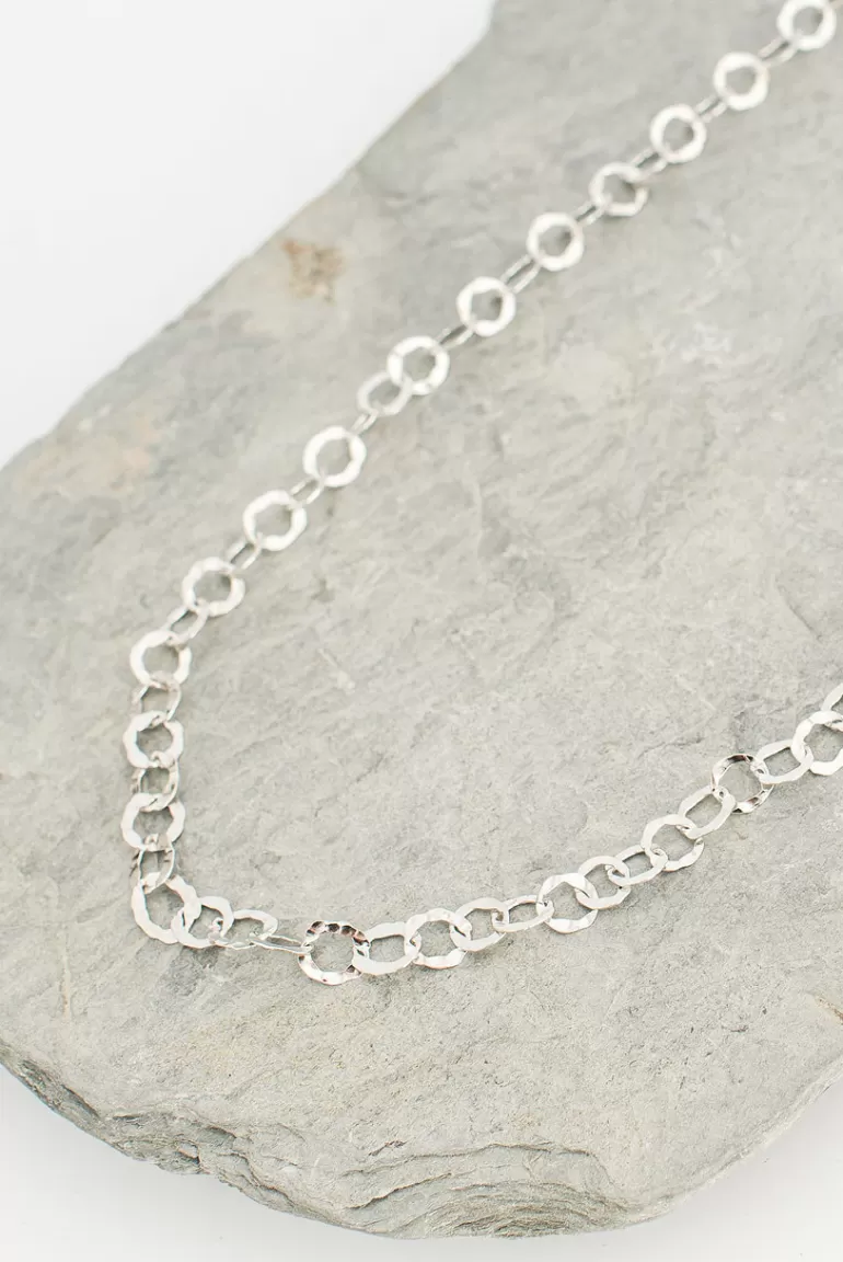 Women Olive Clothing Pebble Cut Chain Necklace, Sterling Silver