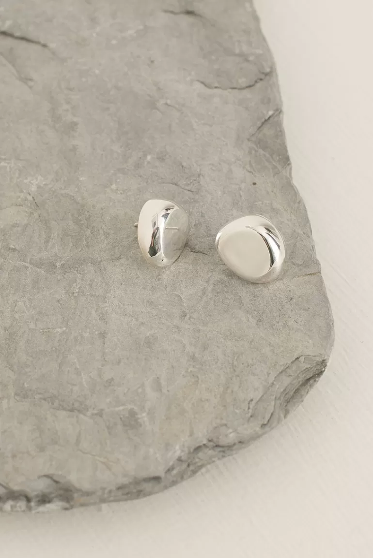 Women Olive Clothing Pebble Studs, Sterling Silver