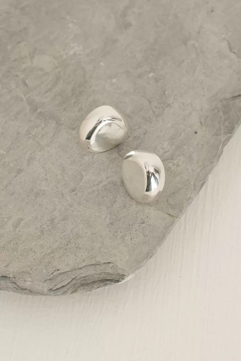 Women Olive Clothing Pebble Studs, Sterling Silver