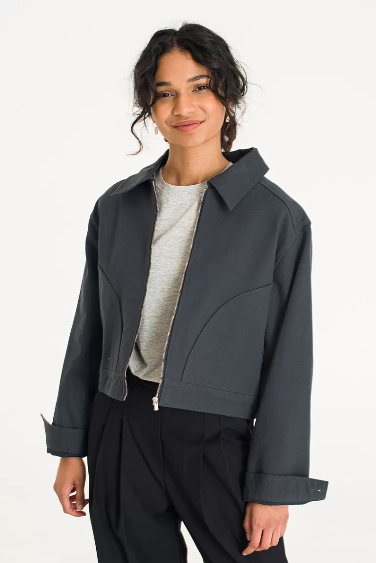 Women Olive Clothing Peter Simple Blouson, Black