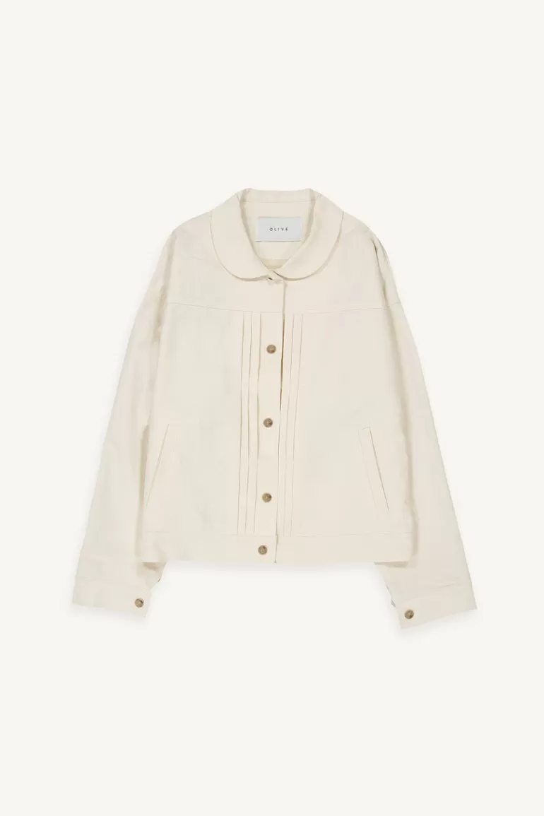 Women Olive Clothing Pintuck Blouson, Cream