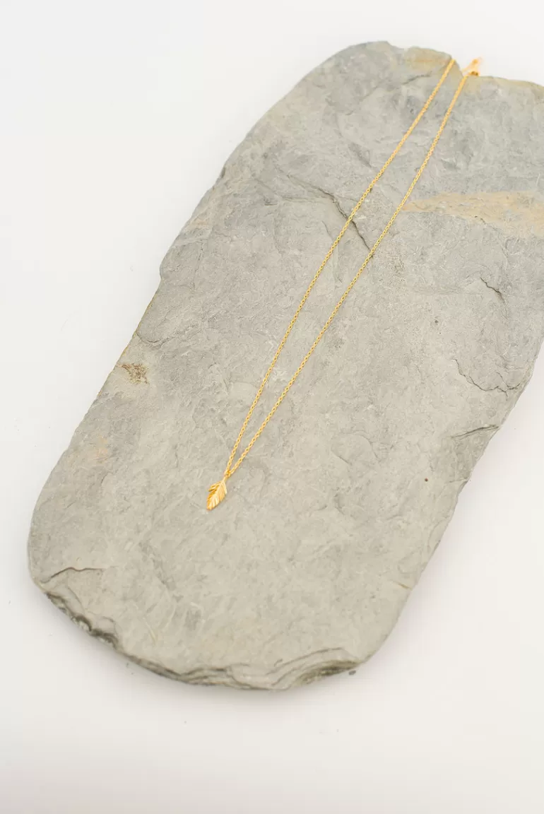 Women Olive Clothing Pippa Leaf Necklace, Gold Plated