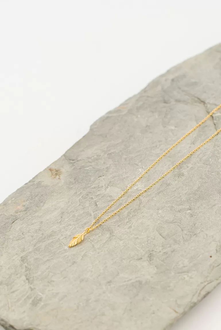 Women Olive Clothing Pippa Leaf Necklace, Gold Plated