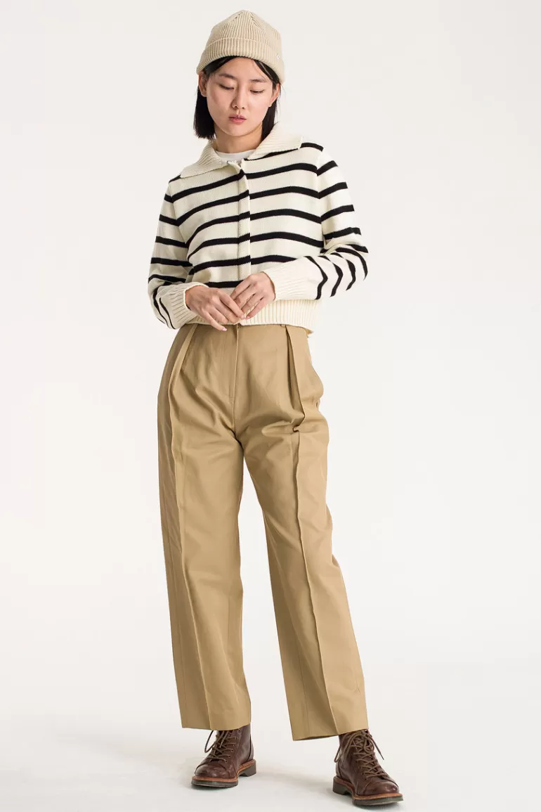 Women Olive Clothing Pleated Balloon Pants, Beige