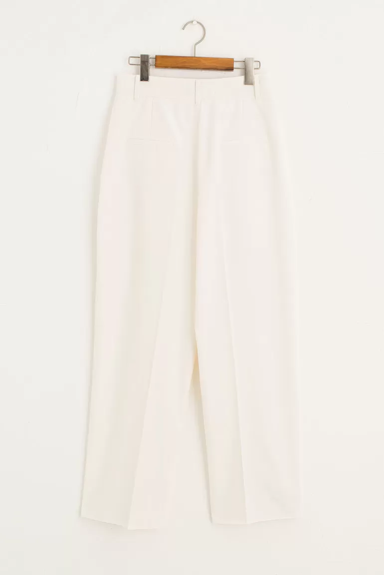Women Olive Clothing Pleated Balloon Pants, Ivory
