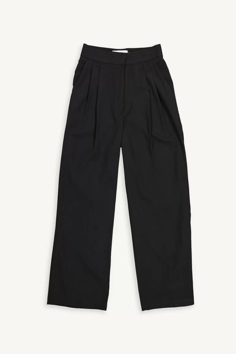 Women Olive Clothing Pleated Daily Slacks, Black