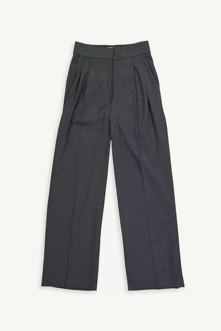 Women Olive Clothing Pleated Daily Slacks, Charcoal
