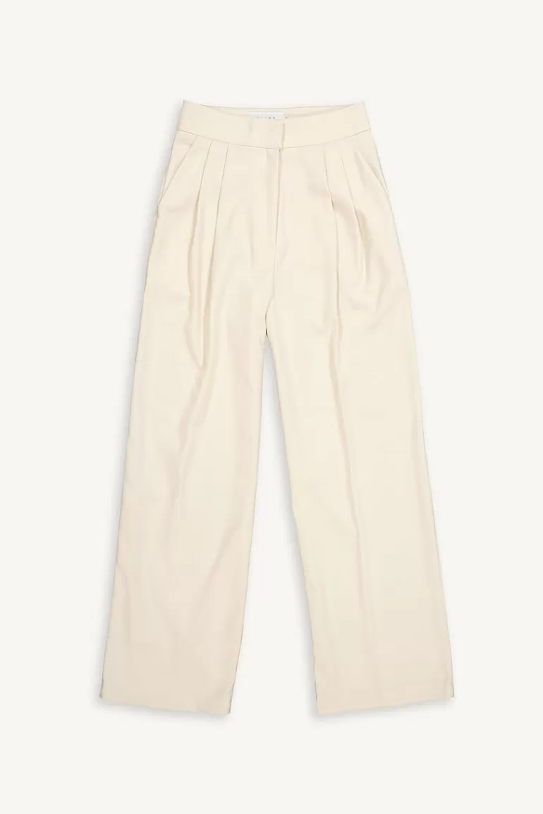 Women Olive Clothing Pleated Daily Slacks, Cream