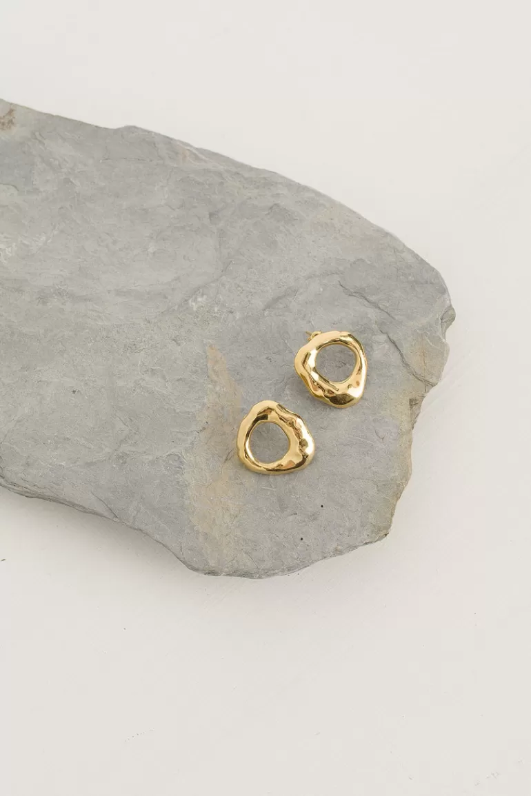 Women Olive Clothing Poppy Circle Studs, 18K Gold Plated