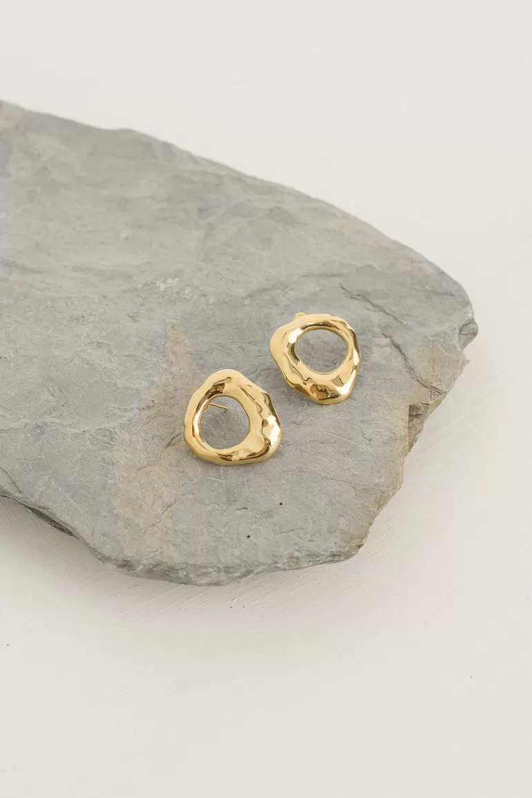 Women Olive Clothing Poppy Circle Studs, 18K Gold Plated
