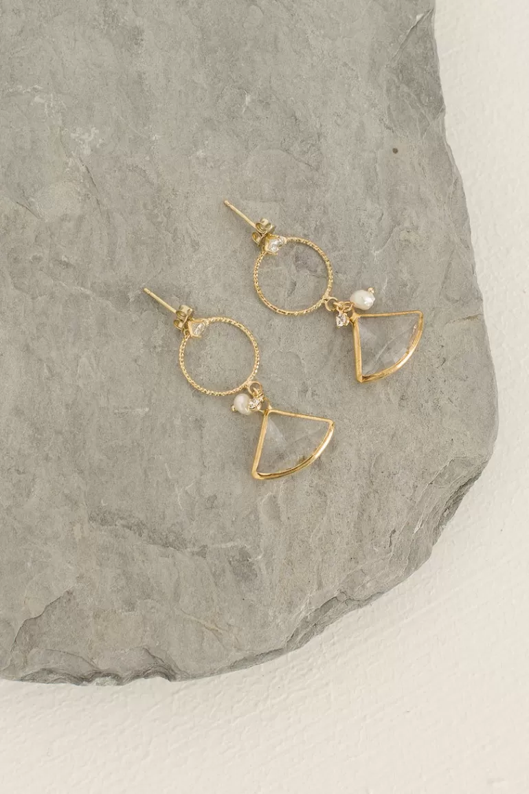 Women Olive Clothing Prism Drop Earrings, Gold Plated