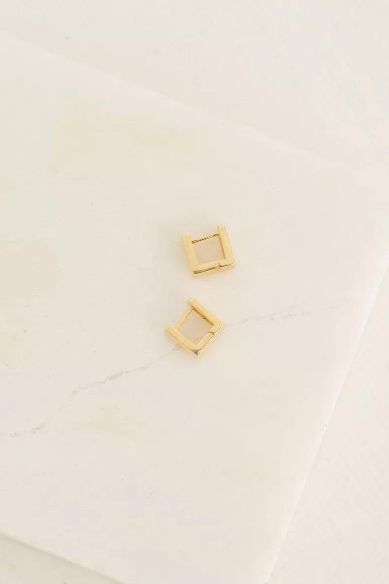 Women Olive Clothing Quattro Huggie Hoop Earrings, 18K Gold Plated