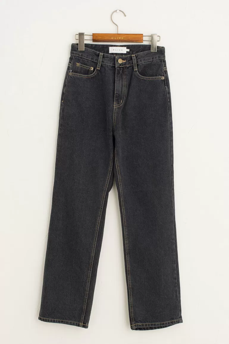 Women Olive Clothing Recycled Cotton Denim Jean, Black