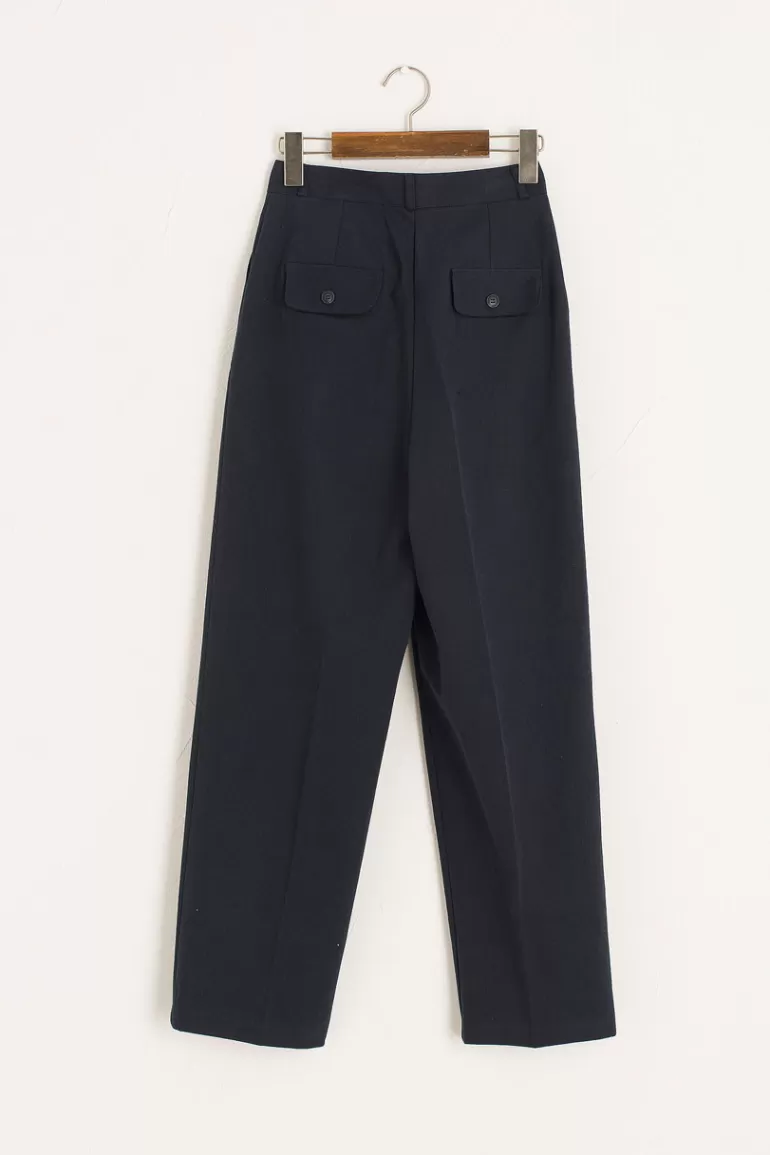 Women Olive Clothing Remy Cotton Pants, Navy