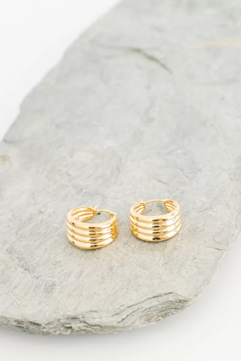 Women Olive Clothing Rhea Hoop Earrings, 14K Gold Plated