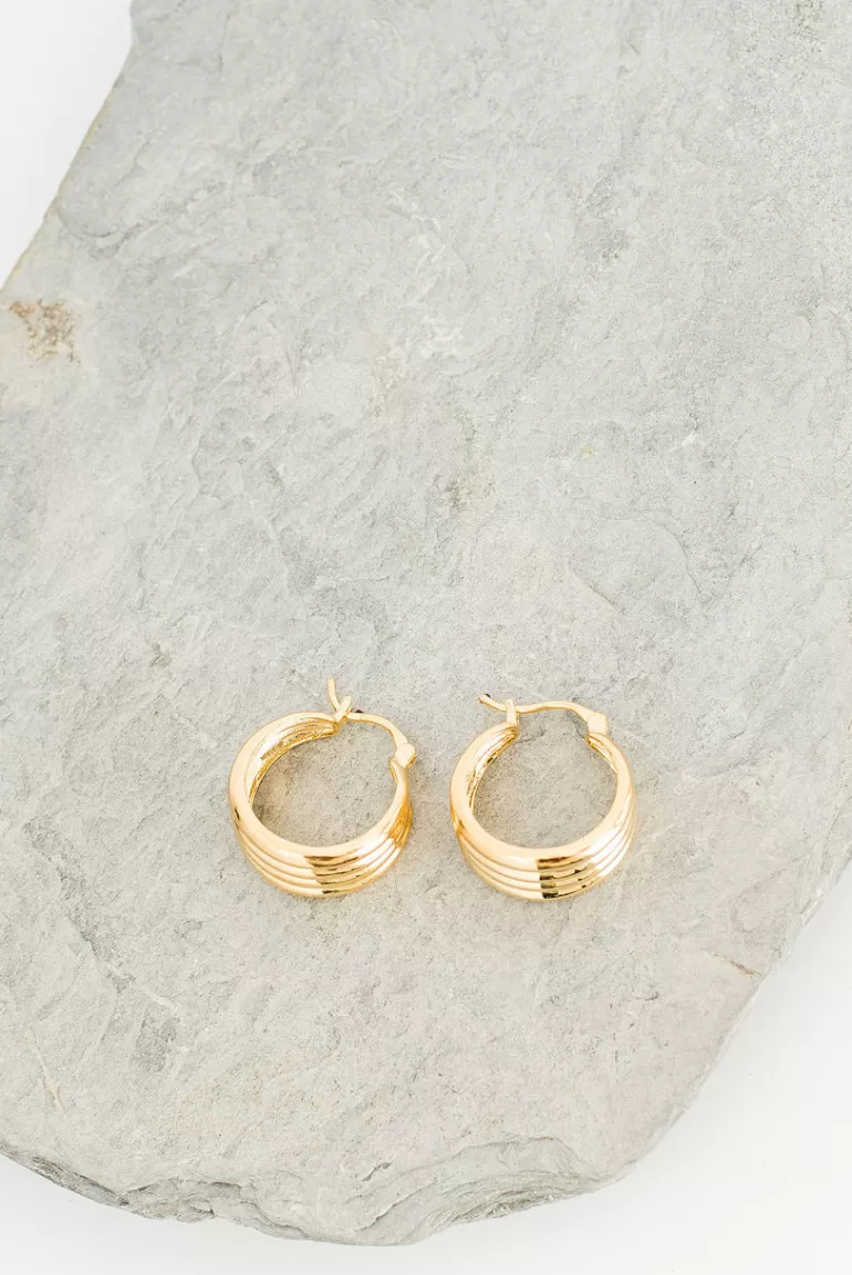 Women Olive Clothing Rhea Hoop Earrings, 14K Gold Plated