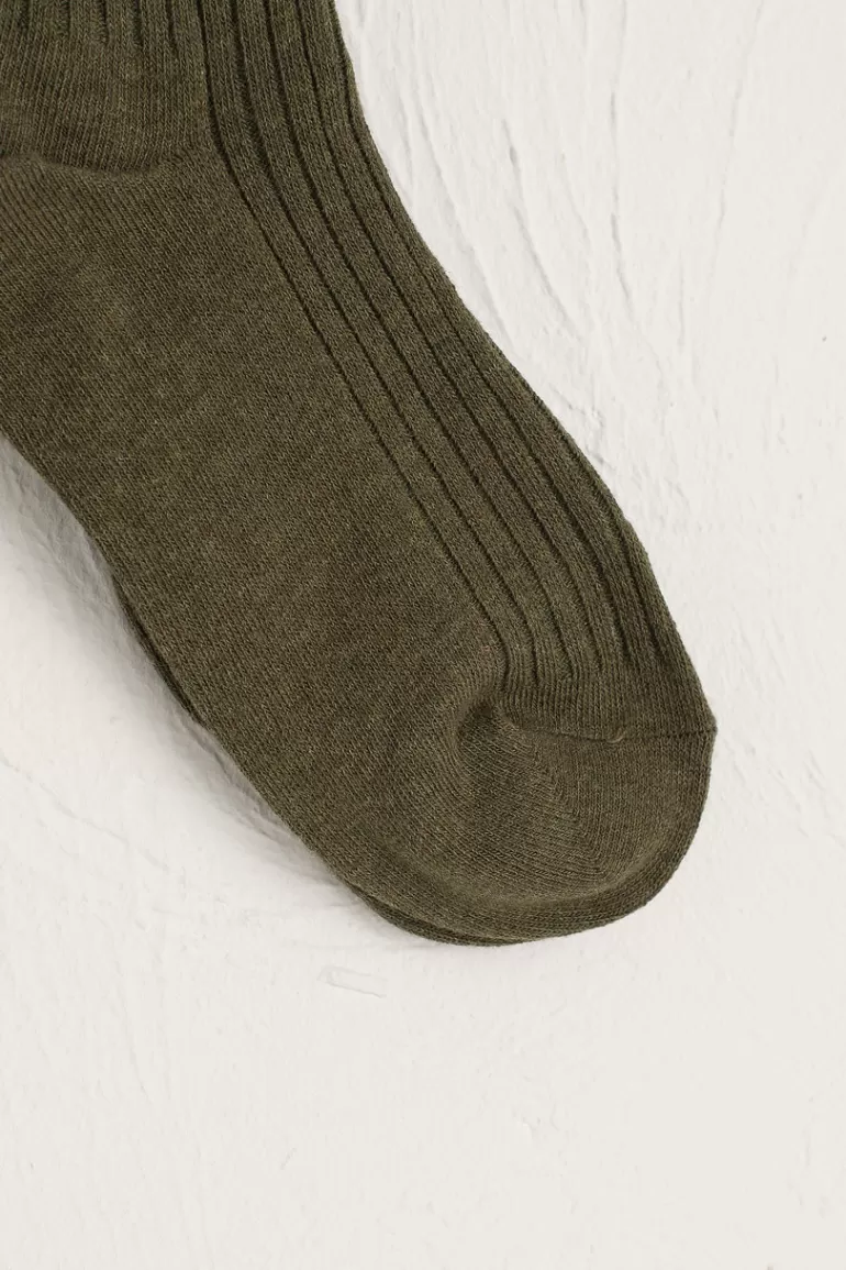 Women Olive Clothing Ribbed Knee Socks, Khaki