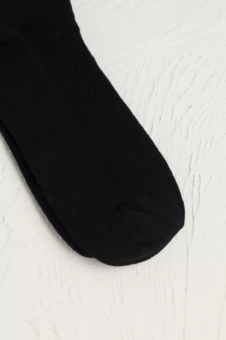 Women Olive Clothing Ribbed Simple Socks, Black